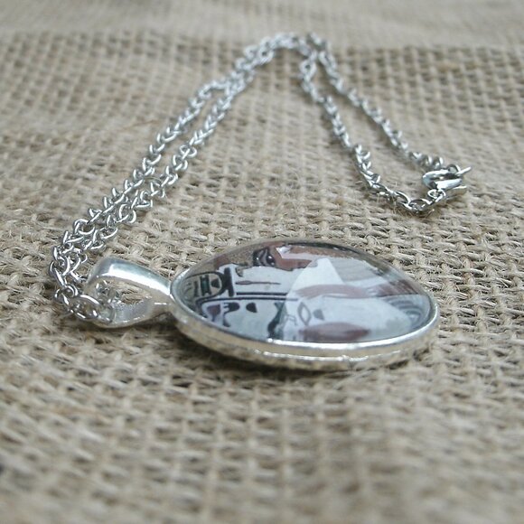 Egyptian Goddess Isis Glass Cabochon Pendant Necklace - Picture 5 of 13